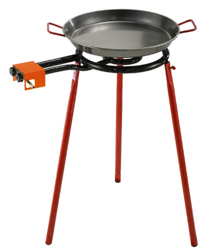 La ideal Paella pulida 42cm + Hornillo Mod. 350 + soporte 3 patas