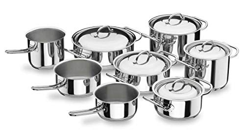 Lacor - 72000 - Bateria 8 Piezas Profesional ( Cacerola 16-20-24, Olla 16-20, Cazo 14-16 yPote 14) Inox