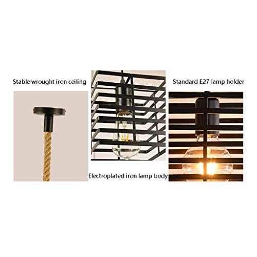 Lámpara Colgante Colgante de luz LED nórdica retro originalidad Lámpara colgante Industrial viento Loft cocina del restaurante del arte del hierro de la lámpara Lámpara de techo (Color : Black)