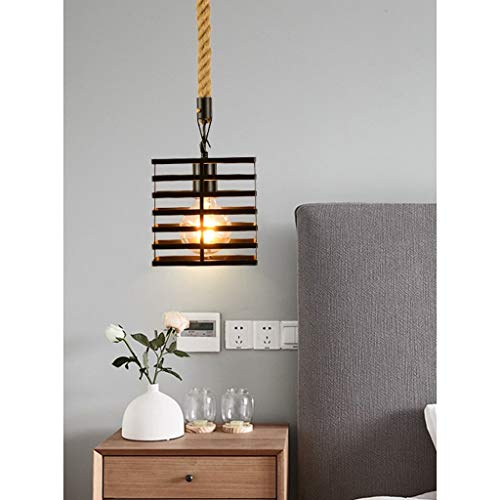 Lámpara Colgante Colgante de luz LED nórdica retro originalidad Lámpara colgante Industrial viento Loft cocina del restaurante del arte del hierro de la lámpara Lámpara de techo (Color : Black)