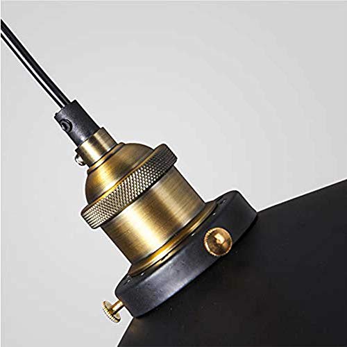 Lámpara Vintage Colgante Luz Industrial Lámpara de Techo Retro Casquillo E27, Moderna Lámpara de Techo para Loft Restaurante Coffee Bar Color Negro ø26cm