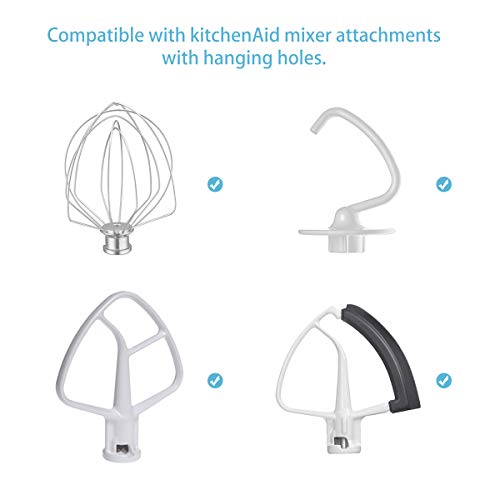LANMU Soporte para mezclador KitchenAid,Accesorios para mezclador de soporte Rack de almacenamiento para el batidor de borde flexible Kitchen Aid,accesorios de látigo de alambre(4 PACK)