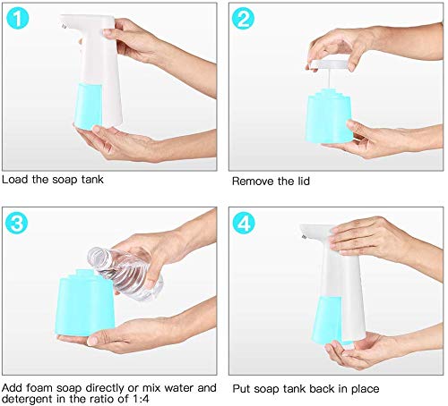 LAOPAO Dispensadores de Jabón, Sensor Dispensador de Jabón Automático Espuma Dispensador Espuma sin Contacto Dispensador de Manos 240ml para Baño Cocina