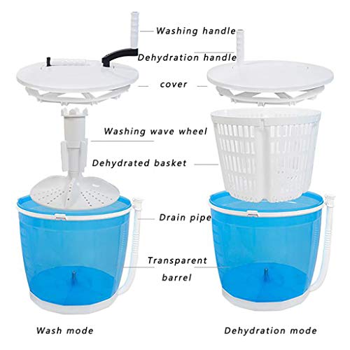 Lavadora Ecológica Portátil, Mini Lavadora Manual No Eléctrica Lavadora De Ropa Compacta Pequeña Solo Barril Centrifugado para Apartamentos De Camping
