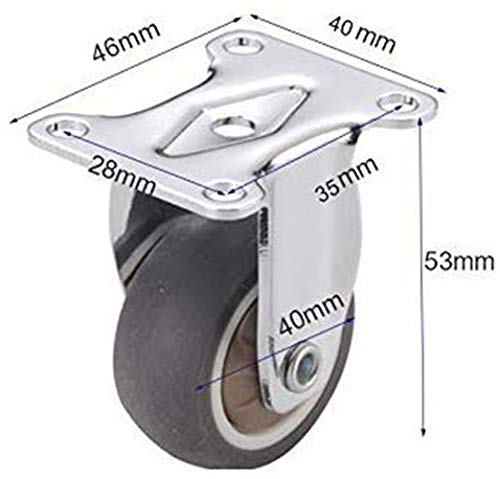 Ldwxxx Ruedas de sillas de Oficina 40 mm Rueda giratoria con Las Placas fijas, Pesado Sistema de la Carretilla Industrial, Equipos mecánicos (Color : Without Brakes)