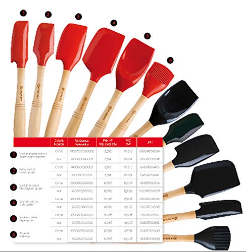 Le Creuset Espátula Grande con Cabezal de Silicona extraíble, Madera, Rojo Cereza, Largo: 33 cm