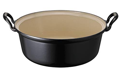 LE CREUSET Stewpot-2.4L, 24cm Cacerola FAITOUT, Hierro Fundido, Negro Brillante, 24 cm