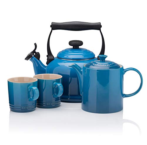 LE CREUSET Tradition Tetera, Acero esmaltado/Mango fenólico, Azul (Marseille), 2,1 L