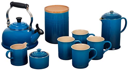 LE CREUSET Tradition Tetera, Acero esmaltado/Mango fenólico, Azul (Marseille), 2,1 L