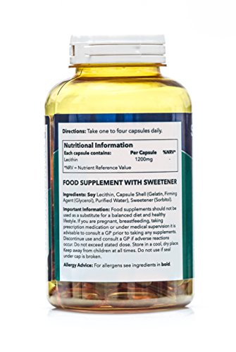 Lecitina 1200mg - ¡Bote para 4 meses! - 120 Cápsulas - SimplySupplements
