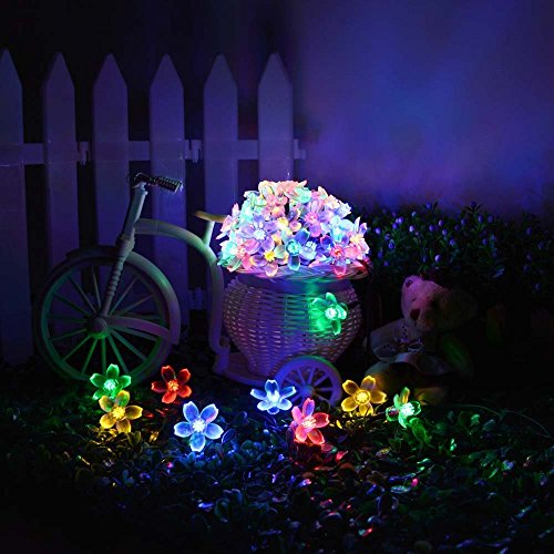 lederTEK Solares Luces de Hadas de Cuerda 6.5m 50 LED Multicolor Flor Decorativos Exterior (50 LED Color Multi-) [Clase de eficiencia energética A++]