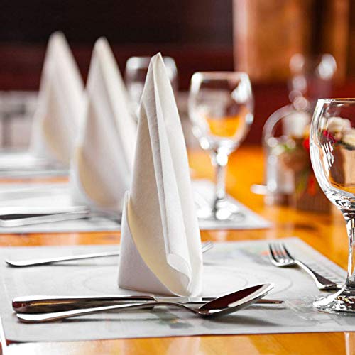 LEKOCH Decoración Toalla desechable Toalla de Lino Servilleta de Cena | Papel Toallas de Mano para Bodas Restaurante Fiestas en la Cocina | 40 cm x 40 cm Paquete de 50（Blanco）