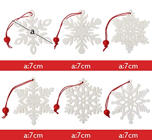 Lemonfilter 12pcs Adornos de Madera Forma Copo de Nieve Decoración Navidad Adorno Colgante para Navidad Hogar Estrellas Navidad árbol de Fiesta decoración