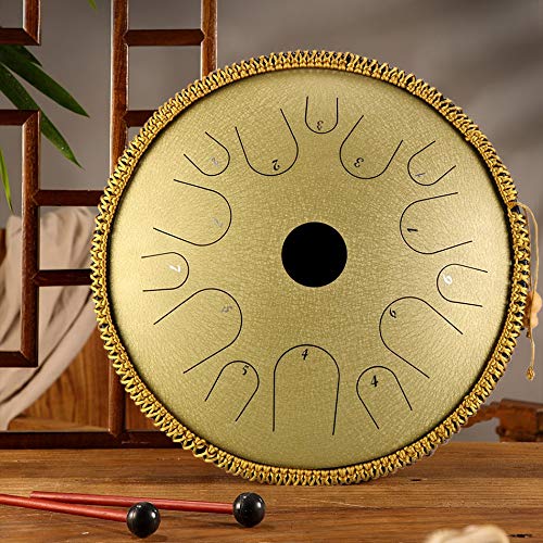 Lengua Tambor de Acero Instrumentos de percusión de la Mano Lengua Tambor de Acero de 14 Pulgadas 14 Tono de Yoga Tambor de Mano Instrumentos de percusión de la meditación for Principiantes Handpan