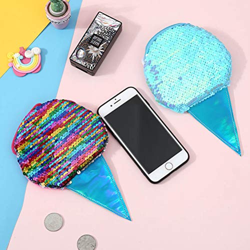 Lentejuelas para niñas Helado Monedero Lindo helado Crema en forma de lentejuelas Bolsos bandolera Bolsos de brillo Bolsos con cremallera Bolsos para viajes al aire libre