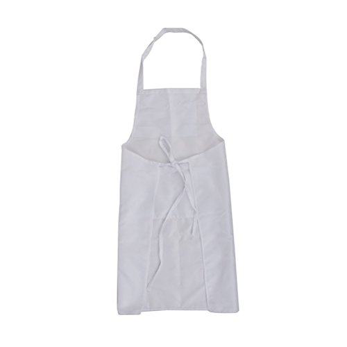 LEORX Sin mangas cocina cocina delantal con bolsillo (blanco)