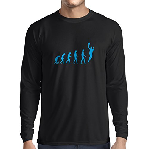 lepni.me Camiseta de Manga Larga para Hombre evolución de Baloncesto - Canasta de la Calle, me Encanta Este Juego, Gran Fan de Regalo (X-Large Negro Azul)
