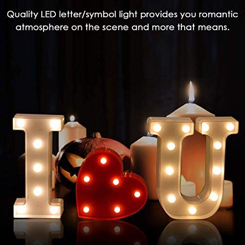 Letras y símbolos con iluminación LED, luz blanca cálida, ideales para decoración de casa, fiestas, bares o bodas (corazón)