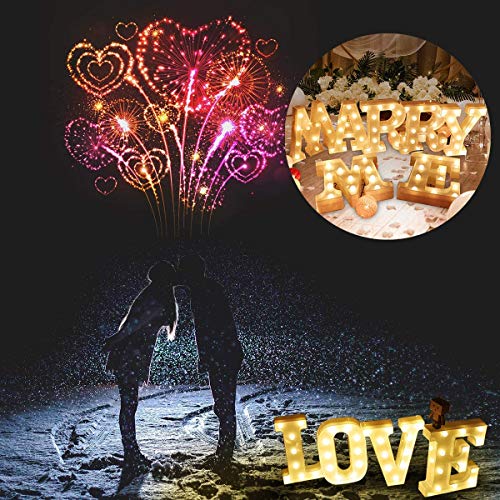 Letras y símbolos con iluminación LED, luz blanca cálida, ideales para decoración de casa, fiestas, bares o bodas (corazón)