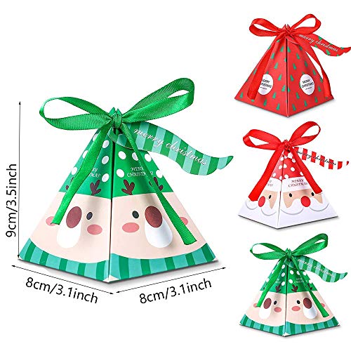Lhbfcy Navideñas Presentes Cajas De Dulces Cupcakes De Navidad Bolsa De Favor Navidad Cajitas para Regalos Caja para Dulces, Pasteles, Galletas, Cajas De Regalo para Navidad, Bodas 8x8x9cm (15Piezas)