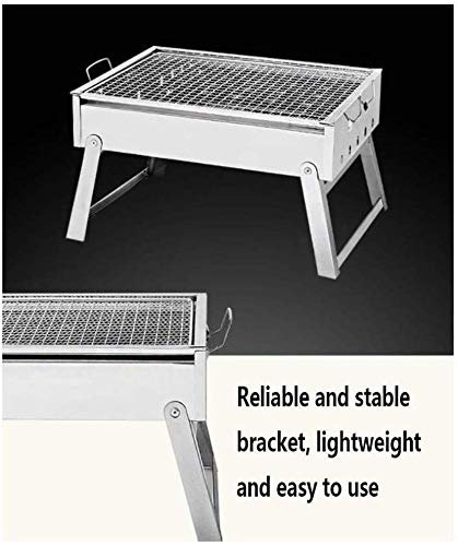 LIANYANG Barbacoa al Aire Libre Fiesta Familiar Carbón de leña,Escritorio portátil de Acero Inoxidable Parrilla Plegable para Barbacoa Camping Garden Grill Utensilio para Barbacoa(tamaño:pequeño)