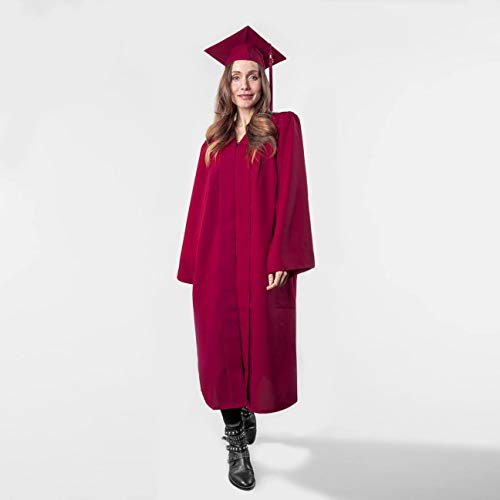 Lierys Toga Hombre/Mujer Negro, Azul, Rojo - Toga en Las Tallas S-XL - con Cierre a presión - Túnica para la graduación Escolar o universitaria Negro L