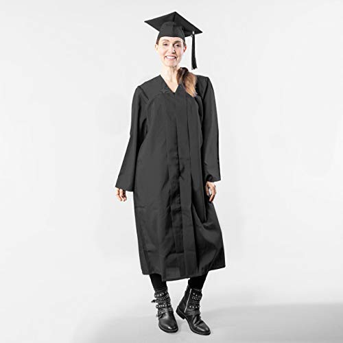 Lierys Toga Hombre/Mujer Negro, Azul, Rojo - Toga en Las Tallas S-XL - con Cierre a presión - Túnica para la graduación Escolar o universitaria Negro L
