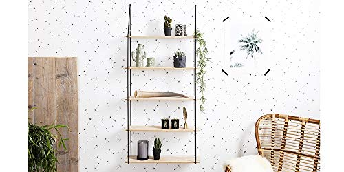 LIFA LIVING Estantería de Pared 5 estantes Vintage, Madera y Metal, Decoración y almacenaje, Baldas flotantes para salón y Cocina,