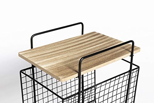 LIFA LIVING Revistero de Suelo, Revistero de Metal con Bandeja de Madera como Mesa de café, Soporte de periódicos para Sala de Estar, Oficina y salón