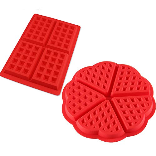 Limeo Molde para Gofres de Silicona Forma de Waffle Moldes para Hornear Moldes Para Hornear Waffles Juego de Latas de Silicona para Hornear Molde de Cuadrícula Moldes Waffle Moldes Silicona