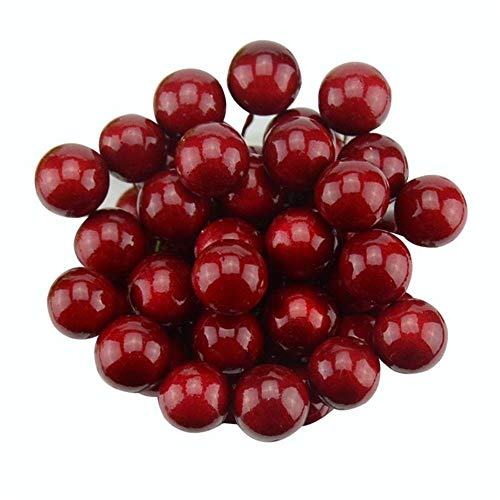 LIMMC 40 Piezas Mini simulación Plástico Fruta Bayas pequeñas Flor Artificial Cereza roja Perla Falsa Boda Árbol de Navidad Decorativo, Azul