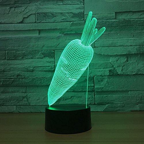 Lindo Conejo Zanahoria acrílico luz Nocturna Cambio de Color Creativo lámpara de Mesa Dormitorio lámpara decoración del hogar Regalo para niños