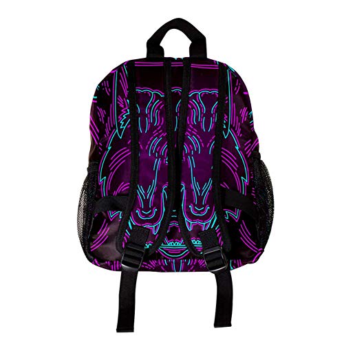 Línea de Cabeza de Lobo Mochila 3-8 Años Mochila Ligera para Niños Pequeños para Preescolar Guardería Y Bolsa De Pañales para Bebés De Viaje 25.4x10x30CM