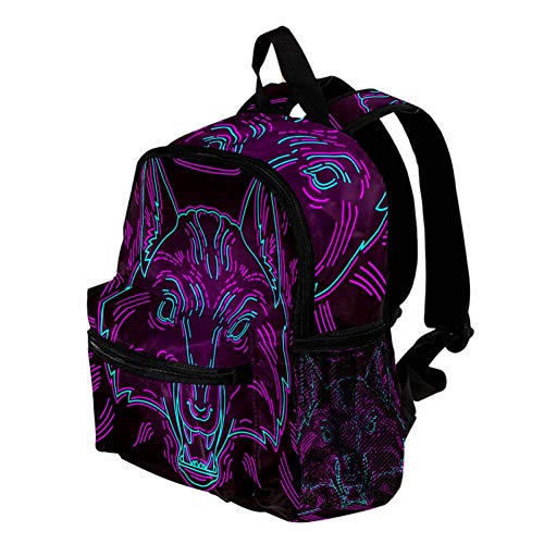 Línea de Cabeza de Lobo Mochila 3-8 Años Mochila Ligera para Niños Pequeños para Preescolar Guardería Y Bolsa De Pañales para Bebés De Viaje 25.4x10x30CM