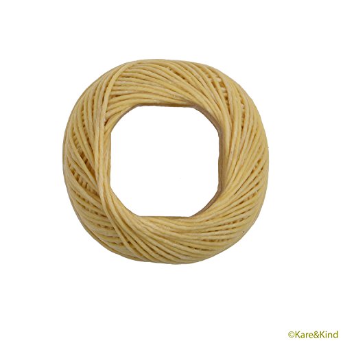 Línea de Mecha de Cáñamo Orgánico – Natural – Cera de Abeja de Grado Comestible – Carrete de 200 pies (1mm) – Sin Algodón, Sin Plomo – Alternativa Perfecta Para Los Encendedores de Butano y Fósforos