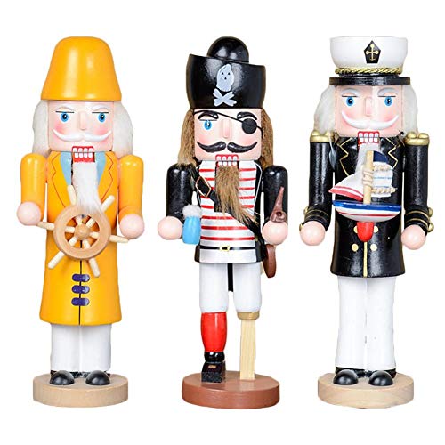 lingzhuo-shop Cascanueces De Navidad Muñeco Adornos Navideños Soldado Cascanueces Madera 25CM Marioneta Adornos Decorativos Pirata Capitán Naval