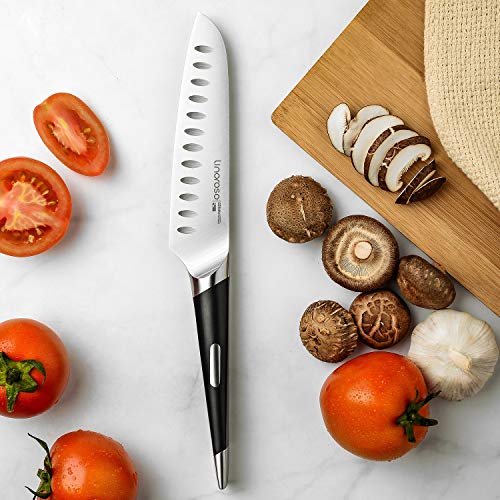 linoroso Santoku Knife - Cuchillo de Chef Afilado de 6 Pulgadas con Elegante Bloque de Almacenamiento de Cuchillos en el cajón - Serie MAKO