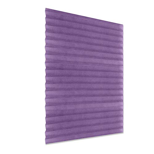 Lionina – Estor plisado, sin agujeros, autoadhesivo, Easy Fix plisado, persiana de protección temporal para puertas de ventanas, baño, cocina, balcón, morado, 90 * 150