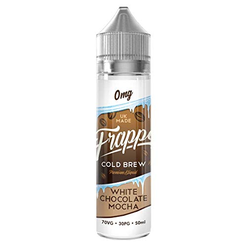 LIQUIDO PARA VAPEAR FRAPPE COLD BREW, WHITE CHOCOLATE MOCH, CAFE CON CHOCOLATE BLANCO HELADO, 50ml. (BOOSTER), SIN NICOTINA, VENTA SOLO MAYORES DE 18 AÑOS.