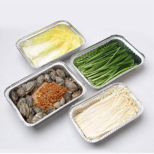 Liwein Bandejas de Papel Aluminio,20 Piezas Desechables BBQ Goteo Bandeja con Tapas Grandes Parrilla al Aire Libre de bandejas Hornear Alimentos Caja Cocinar Recipientes