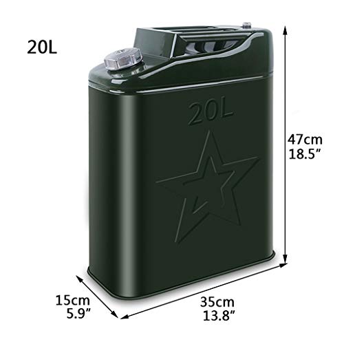 LJXLXY Contenedor de Gasolina Verdosa Metal Bidón/gasóleo/Combustible Puede Ideal con Tapa de Aluminio for Mantenerse en el Garaje o en Coche Metal Bidón para Combustible (tamaño : 20L)