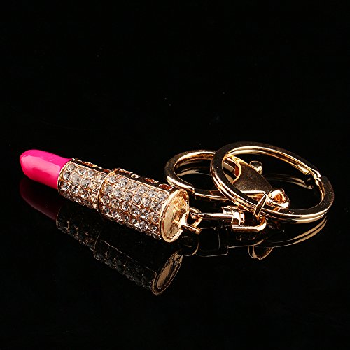 Llavero cristalino de la barra de labios, regalo pendiente del llavero del encanto del bolso del monedero del diamante artificial