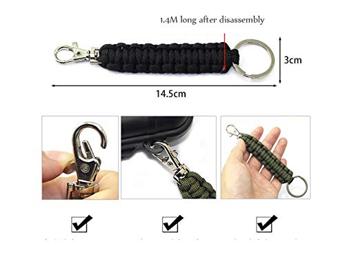 Llavero Paracord mosquetón -WENTS Clip de Gancho de Anillo de cordón Trenzado para Llaves Cuchillo Flash Al Aire Libre Camping Senderismo Mochila Hombres Aptos 7PCS
