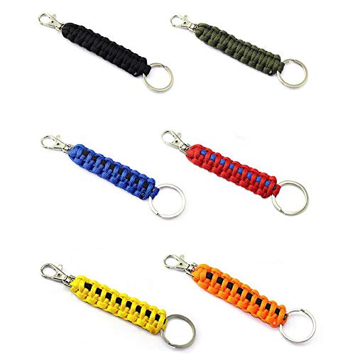 Llavero Paracord mosquetón -WENTS Clip de Gancho de Anillo de cordón Trenzado para Llaves Cuchillo Flash Al Aire Libre Camping Senderismo Mochila Hombres Aptos 7PCS