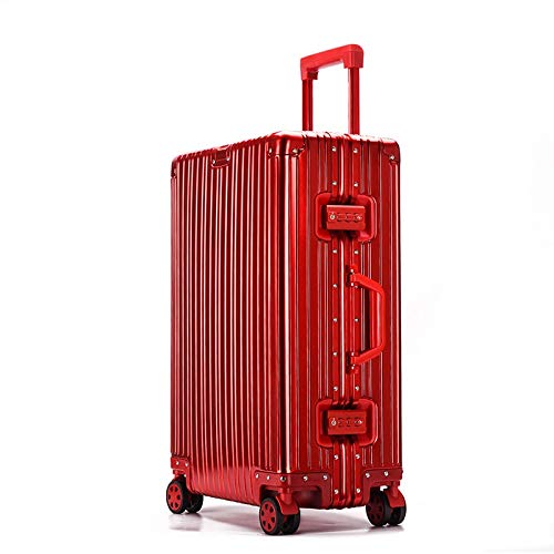 llw Retro Aluminio-magnesio aleación de Metal Maleta Trolley Ruedas de 29 Pulgadas Maleta de Equipaje al por Mayor (Blanco) (Color : A, Size : 20 Inches)
