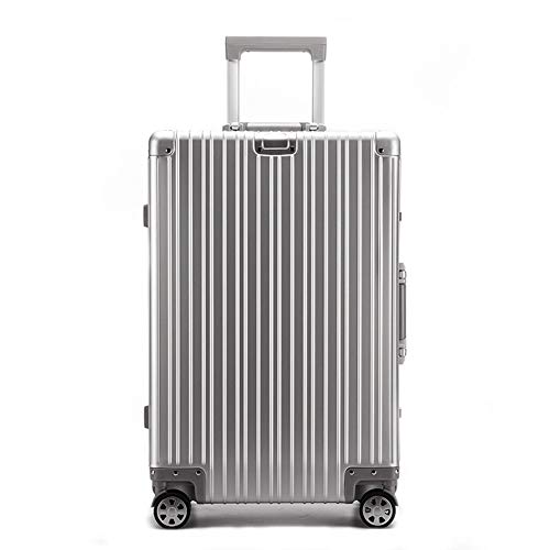 llw Retro Aluminio-magnesio aleación de Metal Maleta Trolley Ruedas de 29 Pulgadas Maleta de Equipaje al por Mayor (Blanco) (Color : A, Size : 20 Inches)