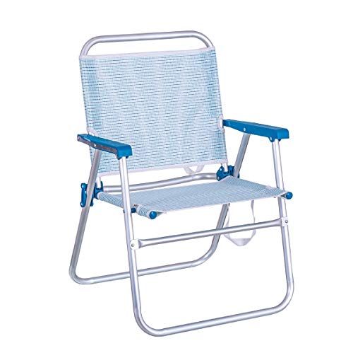 LOLAhome Silla de Playa Plegable Fija de Aluminio y textileno (Azul Marino)