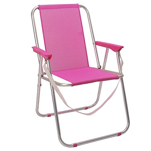 LOLAhome Silla de Playa Plegable Fija de Aluminio y Textileno (Rosa)
