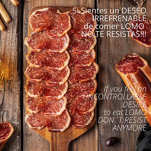 Lomo Iberico de Bellota Loncheado - 5 Sobres de 100 gr Cortado a Mano y Envasado al Vacío de Lomo Iberico de Bellota - Embutidos Ibericos de Bellota Pata Negra - DELICIOSO - 500 gr