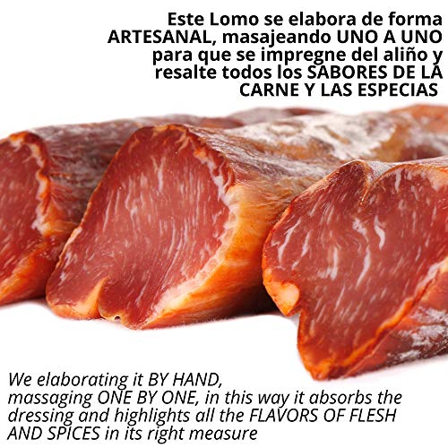 Lomo Iberico de Bellota Loncheado - 5 Sobres de 100 gr Cortado a Mano y Envasado al Vacío de Lomo Iberico de Bellota - Embutidos Ibericos de Bellota Pata Negra - DELICIOSO - 500 gr